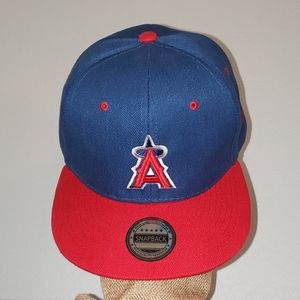 Angel's red and blue baseball cap